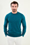 Patterned Slim Fit Crew Neck Men's Knitwear Sweater Petrol - 11558.25K