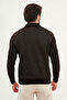 Striped Slim Fit Zippered Half Turtleneck Chenille Fabric Men's Knitwear Sweater Brown - 11549.25K - 4