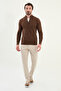 Gray Slim Fit Zippered Half Turtleneck Men's Knitwear Sweater Camel - 11548.25K - 3
