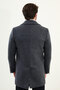 Striped Slim Fit Wide Collar Double Breasted Cashmere Men's Coat Navy Blue-Grey - 21324.25K - 5