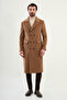 Straight Slim Fit Bag Pocket Wide Collar Double Breasted Long Cashmere Men's Coat Camel - 21322.25K - 4