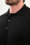 Striped Slim Fit Polo Neck Men's Knitwear Sweater Black - 11559.25K - 2
