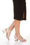 Women's Stoned Thick Heeled Evening Dress Shoes - 2