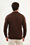 Striped Slim Fit Polo Neck Men's Knitwear Sweater Brown - 11559.25K - 3