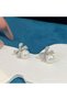Romantic Bowknot Detail Silver Color Pearl Earrings – Women's Steel Jewelry, Elegant Choice for Gift - 5