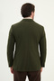 Striped Slim Fit Bag Pocket Mono Collar Men's Jacket Khaki - 41456.25K - 5