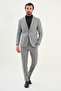 Gray Slim Fit Bag Pocket Mono Collar Wool Men's Suit - 45414.25K - 3