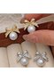 Romantic Bowknot Detailed Gold Color Pearl Earrings – Women's Steel Jewelry, Elegant Choice for Gift - 4
