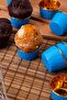 25-Pack Blue Gold Metallic Muffin Cake Mold Shiny Gold Cupcake Capsule Muffin Mold 7X4 cm - 4