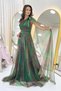 Batik Print One-Shoulder Tulle Detail Evening Dress Purple, Orange, Green - 4