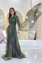 Batik Print One-Shoulder Tulle Detail Evening Dress Purple, Orange, Green