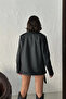 Elvera Zr Oversized Long Women's Black Leather Jacket - 6
