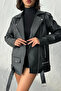 Elvera Zr Oversized Long Women's Black Leather Jacket - 5