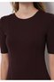 Slim Fit Straight Women's Burgundy Short Sleeve Dress - 4