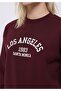 Regular Fit Round Neck Printed Women's Burgundy Sweatshirt - 4