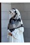 وشاح من القطن بنمط فيرا - أسود/رمادي - 3