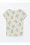 Lcw Baby Beige Crew Neck Short Sleeve Printed Baby Boy Shorts Pajamas Set - 3