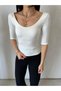 Ecru Half Sleeve Jolie Round Neck Blouse - 2