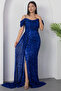 Sweetheart Neckline Front Gathered Sequin Dress 41066 - 6