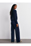70163 Navy Blue Elastic Waist Woolen Knit Pants. - 2