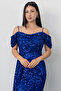 Sweetheart Neckline Front Gathered Sequin Dress 41066 - 2
