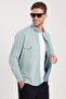 Men's Regular Fit Comfortable Cut Double Pocket Sport Collar Denim Mint Shirt