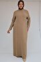 52013 Plus Size Crepe Dress with Stone Detail - Mink