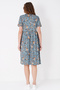 Patterned Piping Pocketed Buttoned Short Sleeve Cotton Dress - 5
