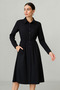 Women's Black Buttoned Long Sleeve Midi Shirt Dress - 4
