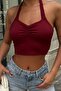 Ekru Front Gathered Strap Crop Flexible Blouse - 4