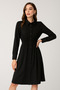 Women's Black Buttoned Long Sleeve Midi Shirt Dress