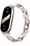 Stainless Steel Leather Ring Chain Belt Mi band 8 Straps Silver & Rose Gold
