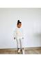 Girl's Floral - Leopard Detailed 3 Thread Bottom Top Set Sweatshirt + Leggings - 4