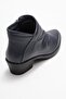 Rule Navy Blue Genuine Leather Women's Thick Heeled Boots - 5