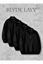 Unisex 3-Piece Oversized Half-Zip Black Unprinted 4-Piece Sweatshirt Pack