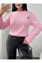 Elegant Pink Knitted Patterned Sweater – Stylish Design with Logo Detail - 8