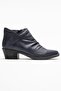 Rule Navy Blue Genuine Leather Women's Thick Heeled Boots - 6