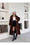 Buttoned Oversize Coat with Cashmere Shoulder Detail and Belt - 6