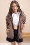 Brown Girl's Hooded Cardigan with Ribbed Trim 21521 - 4