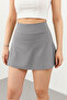 Women's Gray Full Lycra Mini Shorts Skirt - 2