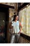 Women's Ecru Polo Collar Buttoned Front Knitwear Cardigan - 3