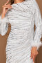 Sequin Sequined Tesettür Long Evening Dress - White - 2