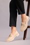 Women's Cream Loafer Moccasin Casual Silver Color Buckle Casual Shoes - 6