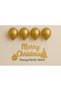 Set of 4 Metallic Gold Balloons with New Year Merry Christmas Calligraphy Lettering