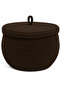 Rope Wicker Basket 17X21 cm for Kitchen, Bathroom and Home – Storage Basket Honeypot with Lid