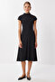 High Neck Flared Midi Knitted Dress Lub0223 Black - 3