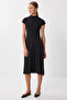 High Neck Flared Midi Knitted Dress Lub0223 Black - 2