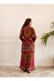 Rust & Maroon Ethnic Print Kurta Set - 2