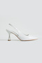 White Wrinkled Patent Leather Pointed Toe Open Side Strap Thin Heeled Women's Stiletto Evening Dress Shoes - 6