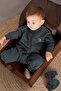 Organic Cotton Furry Inside Green Zippered Baby Romper